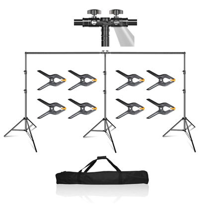 Picture of EMART Photo Video Studio 20 ft Wide 10 ft Tall Adjustable Heavy Duty Photography Backdrop Stand, Background Support System Kit with 3 Stands, 8 Spring Clamps, 1 Carrying Bag