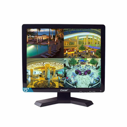 Picture of 15" CCTV BNC Monitor VGA HDMI AV, 4:3 HD Display LCD Security Screen with USB Drive Player for Surveillance Camera STB PC 1024x768 Resolution Built-in Speaker Audio in/Out