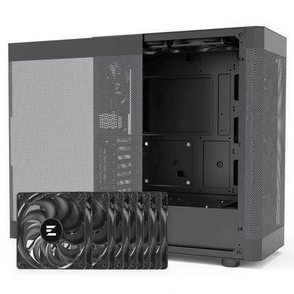 Picture of Zalman i4 Airflow ATX PC Case - Full Mesh Design - 6 x 120mm Fans Pre-Installed - Mid-Tower Desktop Computer Case - Vertical GPU Mount & 360mm Radiator Support, Black