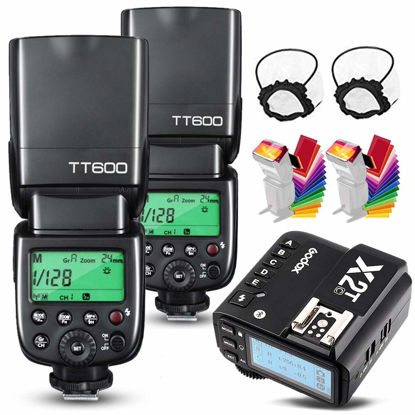 Picture of Godox 2X TT600 HSS 2.4G Wireless Master/Slaver Flash Speedlite & Receiver Godox X2T-C Remote Trigger Transmitter Kit Built-in Godox X System Compatible for Canon cameras