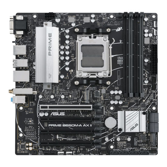 Picture of ASUS Prime B650M-A AX II AMD B650(Ryzen 7000) Micro-ATX motherboard(DDR5 6400+(OC),PCIe 5.0 M.2 support,2.5Gb LAN,Wi-Fi 6,DisplayPort,HDMI,USB 3.2 Gen 2, front USB 3.2 Gen 1 Type-C®,CEC Tier II ready)