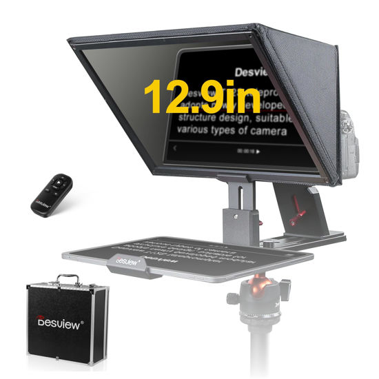 Picture of Desview T12S Teleprompter, 12.9 inch Mirror Aluminum Alloy Teleprompters with Remote Control, Compatible with ipad/Tablet/Camera, Easy Assembly Carry Case Included, Great Partner for Video Making