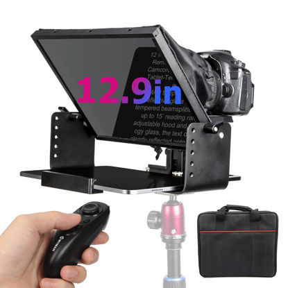 Picture of Teleprompter, MOMAN MT12 Metal Prompter Kit 12 inch for 12.9inch iPad Tablets with APP Remote Control for DSLR Camera Camcorder Smartphone Mobile, Tablet-Teleprompter-Autocue-Camera-Prompting