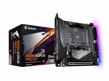 Picture of GIGABYTE B550I AORUS PRO AX (AM4 AMD/B550/Mini-Itx/Dual M.2/SATA 6Gb/s/USB 3.2 Gen 1/WiFi 6/2.5 GbE LAN/PCIe4.0/Realtek ALC1220-Vb/DisplayPort 1.4/2xHDMI 2.0B/RGB Fusion 2.0/DDR4/Gaming Motherboard)