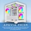 Picture of Apevia Prism-WH Prism Micro-ATX Gaming PC Cube Case w/ 5X 120mm ARGB Fans, 366 RGB Modes, Dual Tempered Glass Panels, 240mm Radiator Support, 1X USB3.0, 2X USB 2.0, HD Audio Port, White