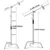 Picture of C Stand with Boom Arm-Photography Light Stand - Max Height 10.5ft/320cm, with 4.2ft/128cm Holding Arm , Stainless Steel Heavy Duty Stand Silver (CXJH01)