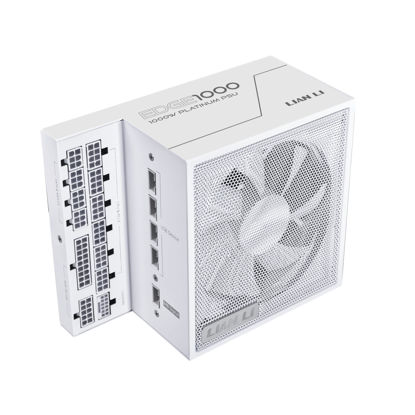 Picture of Lian Li Edge Series-1000W Full Modular Power Supply-80 Plus Platinum-ATX 3.0, 3.1-PCIE 5.1-L-Shape Design for Dual Chamber Case-120mm FDB Fan-Supports up to 4X USB Devices-White (EG1000WE.US)