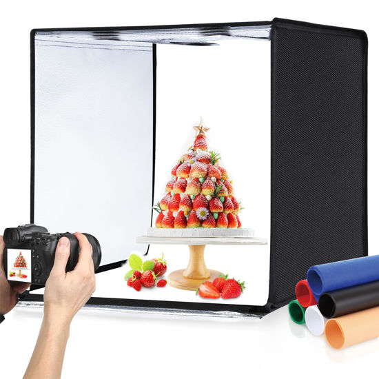 Picture of PULUZ Light Box Photography, 24x24 inch Large Photo Studio Light Box, Professional Dimmable Photo Booth with 120 LED Lights & 6 Backdrops for Jewelry and Food Items Product Photography