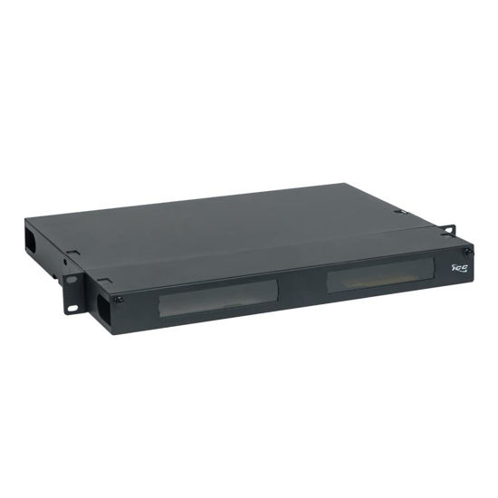 Picture of ICC Classic 1U Fiber Optic Rack Mount Enclosure - 3 Slots for LGX-Compatible Adapter Panels or Cassettes, Supports up to 72 Fibers, Fits 19-Inch Racks, Secure Fiber Management Solution, Black