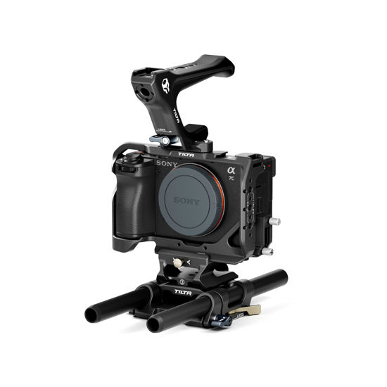 Picture of Tilta Camera Cage Compatible with Sony a7C II / a7C R | includes LWS Baseplate, NATO Top Handle, 15mm rods (Basic Kit)