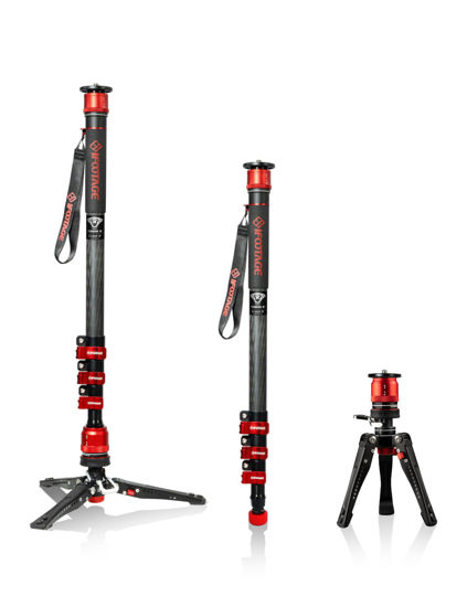 Picture of IFOOTAGE Cobra 3 Monopod C180F-P, 71" Camera Monopod with Pedal, Professional Carbon Fiber Monopod with Tripod Base, Payload 17.64Lbs/8KG