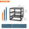 Picture of Tecmojo12U Open Frame Network Rack for Servers & AV Gear,Server Rack Floor Standing or Wall Mounted,with 2 PCS 1U Server Rack Shelf & Mounting Hardware, AV Rack for 19" Networking,Servers and Audio