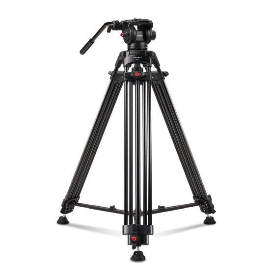 Picture of RAUBAY 70.8" Professional Heavy Duty Video Camera Tripod with Fluid Head, QR Plate for DSLR Camcorder, Max Loading 17.6lbs, Aluminum Twin Tube Leg with Metal Mid-Level Spreader DV-1 PRO