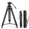 Picture of NEEWER 74" Video Tripod with Fluid Head, QR Plate, Aluminum Heavy Duty Camera Tripod Professional for DSLR Cameras Camcorders, Max Load 17.6lb/8kg, TP74