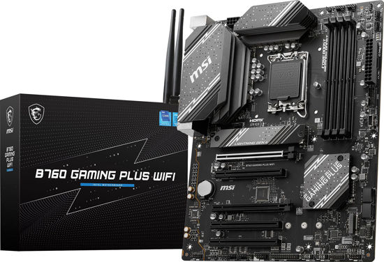 Picture of MSI B760 Gaming Plus WiFi Gaming Motherboard (Supports 12th/13th/14th Gen Intel Processors, LGA 1700, DDR5, PCIe 4.0, M.2, 2.5Gbps LAN, USB 3.2 Gen2, HDMI/DP, Wi-Fi 6E, Bluetooth 5.3, ATX)