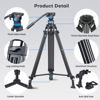 Picture of SIRUI AM-25S Video Tripod, 74.8" Professional Heavy Duty Tripod with Adjustable Damping Fluid Head for Camcorder, Cameras, DSLR, 360° Pan & +90°/-75° Tilt, Quick Release Plate, Max Load 22.0lb