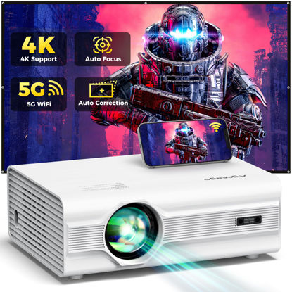 Picture of [Auto Focus/Keystone] Projector with WiFi 6 and Bluetooth 5.2, 600 ANSI Native 1080P 4K Supported, Agreago Outdoor Projector with Screen, Movie Projector Compatible with HDMI/USB/TV Stick