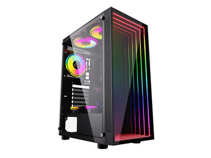 Picture of Bgears b-Optillusion Gaming PC ATX case, Special Optical Illusion ARGB Front Panel, Tempered Glass Side. USB3.0, Support up to EATX Motherboard. Fan Not Included.