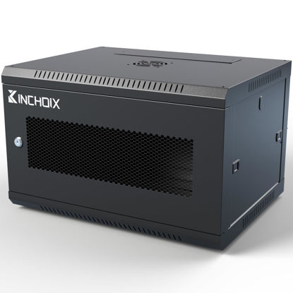 Picture of Kinchoix 6U Server Cabinet Wall Mount Network Rack Enclosure Cabinet Enclosure for Computer Data Networking Electronic Equipment, Removable Side Panels 14.5in Depth