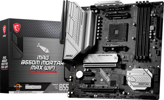 Picture of MSI MAG B550M Mortar MAX WiFi Gaming (AMD Ryzen 5000 Series, AM4, DDR4, PCIe 4.0, SATA 6Gb/s, M.2, USB 3.2 Gen 2, HDMI/DP, Wi-Fi 6E, Bluetooth 5.2, 2.5Gbps LAN, Micro ATX)