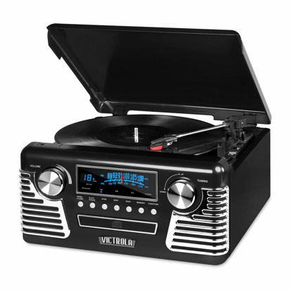 Picture of Victrola 50's Retro Bluetooth Record Player & Multimedia Center with Built-in Speakers - 3-Speed Turntable, CD Player, AM/FM Radio | Wireless Music Streaming | Black