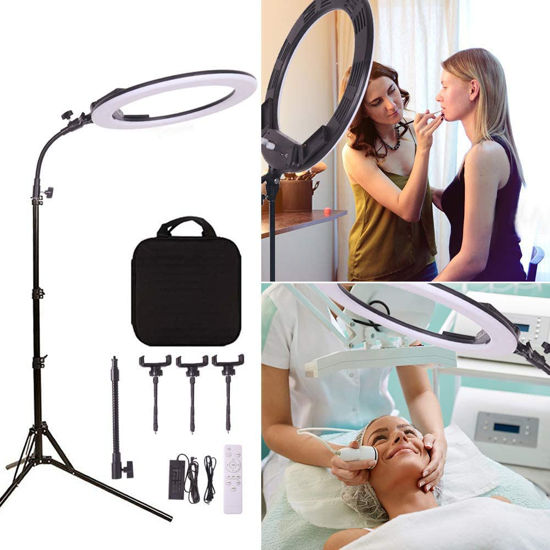 Picture of 38W 18 inch Bi-Color Dimmable LED Ring Light Beauty Light Kit with Tripod, Wireless Remote Control,Soft Tube,3200-5600K for Camera YouTube,Make up,Selfie,Video Shooting Portrait Tatoo Eyebrow