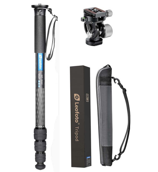 Picture of Leofoto MP-364C+VH-10S Monopod and Tilt Head Set, Carbon Fiber, VH-10S Monopod Head, 4 Leg Sections, Arca Compatible (MP-364C+VH-10S Set)