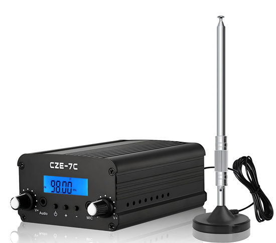 Picture of CUIAMAO 7W 1W FM Transmitter for Church, Long Range FM Broadcast Transmitter for Drive-in Movie, Church Parking Lot, Lights Fireworks Show,Fireworks Display,School, Supermarket Events