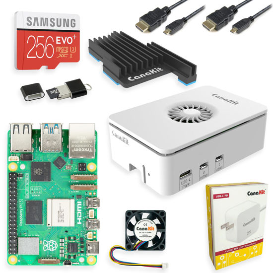 Picture of CanaKit Raspberry Pi 5 Starter Kit MAX - Turbine White (256 GB Edition) (8GB RAM)