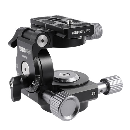 Picture of VERTECFOTO Geared Tripod Head ¦ Provide Smooth Fine Tune & Quick Coarse on Pan&Tilt, Wobble Free; Perfect Choice for a Camera & Spotting Scope, Full CNC Made, Max Load11lb; Arca Type QR Plate