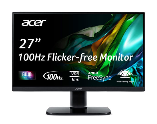 Picture of Acer KB272 EBI 27" IPS Full HD (1920 x 1080) Zero-Frame Gaming Office Monitor | AMD FreeSync Technology | Up to 100Hz Refresh | 1ms (VRB) | Low Blue Light | Tilt | HDMI & VGA Ports,Black