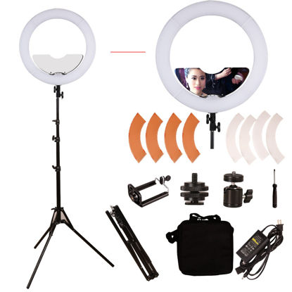 Picture of GSKAIWEN 18 inch 65W LED Ring Light Mirror Make Up Beauty Light Studio Video Light Photography Lighting with Stand Bag for Portrait Selfie,Wedding Photography, Night Video,YouTube, Camera/Phone Video