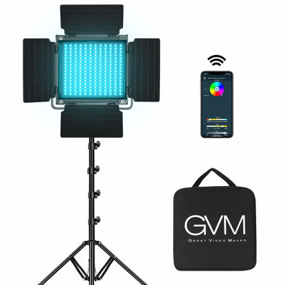 Picture of GVM RGB LED Video Light, 800D Studio Light with APP Control Lighting Kit Photography Light 1 Pack with 8 Kinds Scene Lights, 3200-5600K CRI 97 LED Panel Light for YouTube Studio, Video, Portrait