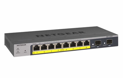 Picture of NETGEAR 10-Port PoE Gigabit Ethernet Smart Switch (GS110TP) - Managed, with 8 x PoE+ @ 55W, 2 x 1G SFP, Optional Insight Cloud Management, Desktop or Wall Mount, and Limited Lifetime Protection