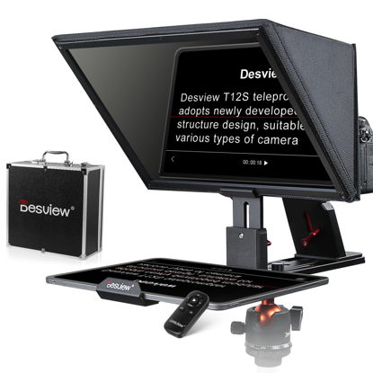 Picture of Desview T12S Teleprompter, 12.9 inch Metal Teleprompter, High Display Glass, Compatible with Smartphone/Tablet/ipad/Camera, Easy Assembly, Carry Case Included, Great Partner for Video Making