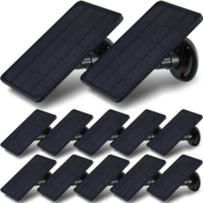 Picture of Fabbay Solar Panels for Security Camera Charging Solar Panel for Wireless Camera 360° Adjustable Mounting Solar Panel IP67 Waterproof Compatible with DC 5V 4W Camera USB or USB-C Port (Black,12 Pack)