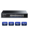 Picture of 16 Port Gigabit PoE Switch,AUMOX PRO SG518P 18 Ethernet Unmanaged PoE with 2 Gigabit Uplink 250W,Plug and Play,Sturdy Metal Desktop, Wall Mount or Rackmount Network Switch, 802.3af/at Compliant