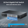 Picture of 16 Port Gigabit PoE Switch,AUMOX PRO SG518P 18 Ethernet Unmanaged PoE with 2 Gigabit Uplink 250W,Plug and Play,Sturdy Metal Desktop, Wall Mount or Rackmount Network Switch, 802.3af/at Compliant