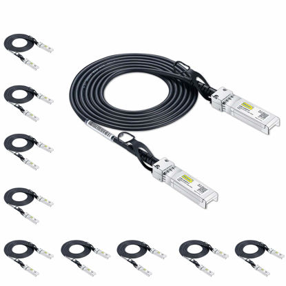 Picture of 10Gtek SFP+ DAC Twinax Cable - 10GBASE-CU Passive Direct Attach Copper SFP Cable for Cisco SFP-H10GB-CU2M, Ubiquiti UniFi UC-DAC-SFP+, Meraki, Fortinet, D-Link, 2-Meter(6.6ft), 10-Pack