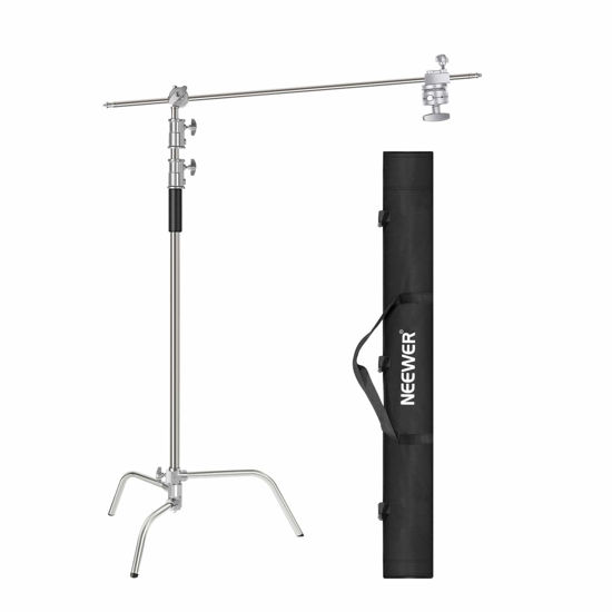 Picture of Neewer 10 Feet/3 Meters Adjustable C-Stand Light Stand with 4 Feet/1.2 Meters Extension Boom Arm, 2 Pieces Grip Head and Carry Bag for Photography Studio Video Reflector, Umbrella, Monolight, etc