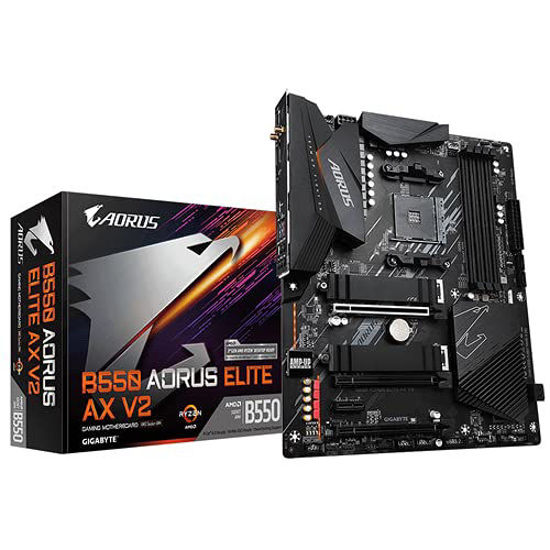 Picture of GIGABYTE B550 AORUS ELITE AX V2 (AMD Ryzen 5000/B550/ATX/True 12+2 Phases Digital VRM/PCIe4.0/DDR4/USB3.2 Gen 1/Realtek ALC1200/Intel WiFi 6/2xM.2 Thermal Guard/2.5 GbE LAN/HDMI/DP/Gaming Motherboard)