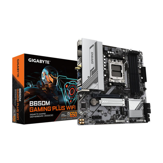 Picture of GIGABYTE B650M Gaming Plus WiFi AM5 LGA 1718 AMD B650 M-ATX, DDR5, PCIe 4.0 M.2, PCIe 4.0, USB 3.2 Gen 1 Type-C, Wi-Fi 6E, 2.5GbE LAN