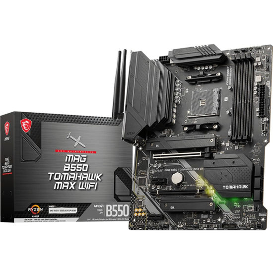 Picture of MSI MAG B550 Tomahawk MAX WiFi Gaming Motherboard (AMD Ryzen 5000 Series, AM4, DDR4, PCIe 4.0, SATA 6Gb/s, M.2, USB 3.2 Gen 2, HDMI/DP, Wi-Fi 6E, Bluetooth 5.2, 2.5Gbps LAN, ATX)