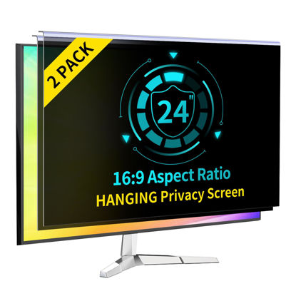 Picture of DEJIMAX [2-Pack] 24 Inch Computer Privacy Screen for 16:9 Computer Monitor, Anti-Blue Light Monitor Privacy Screen Fliter, Anti-UV Computer Screen Privacy Shield, Universal 23.6'', 23.8'', 24''