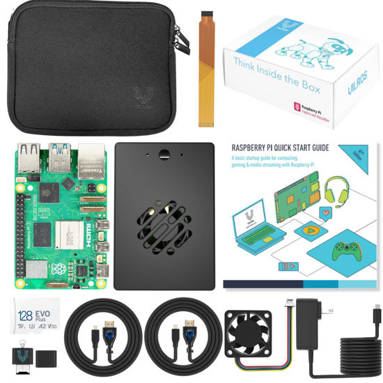 Picture of Vilros Raspberry Pi 5 Starter Kit MAX - Turbo Cooled Aluminum - (128GB Edition) - (8GB RAM)