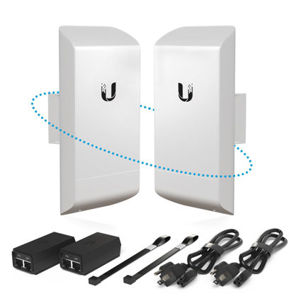 Picture of Pre-Configured Bundle of 2 Ubiquiti NanoStation LOCOM5 P2P-2 Units Kit 100% Configured as Network Wireless Bridge for Long Distance Wireless Communications, Plug-and-Play. No Configuration Needed