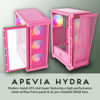 Picture of Apevia Hydra-PK Hydra Mid Tower Gaming PC Case w/ 6X 120mm ARGB Fans, 366 RGB Light Modes, High Performance Breathable Airflow Mesh Front Panel, Tempered Glass Side Panel, 1X USB3.0, 2X USB2.0, Pink