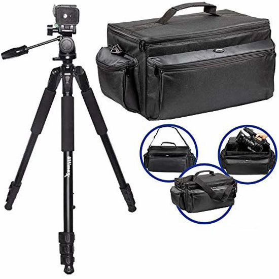 Picture of Ultimax’s Extra Large, Water-Resistant Gadget Bag With 80” Tripod Compatible With Camcorders for Panasonic AG-AC160, AC30, AC90A, AC130A, AF100, HVX200, UX-90, UX-180, HC-X1000, HC-X1, And More