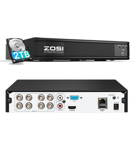 Picture of ZOSI H.265+ 5MP 3K Lite 8 Channel CCTV DVR Recorder, AI Human Vehicle Detection, Alert Push, Hybrid Capability 4-in-1(Analog/AHD/TVI/CVI) Full 1080p HD Surveillance DVR for Security Camera (2TB HDD)