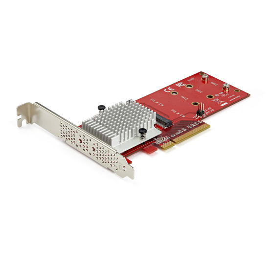 Picture of StarTech.com Dual M.2 PCIe SSD Adapter Card - x8 / x16 Dual NVMe or AHCI M.2 SSD to PCI Express 3.0 - M.2 NGFF PCIe (M-Key) Compatible - Supports 2242, 2260, 2280 - JBOD - Mac & PC (PEX8M2E2)